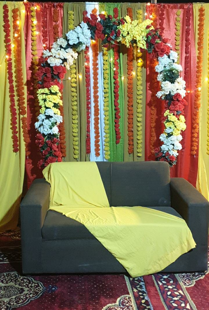 Mehndi Floral Sofa Stage Setup