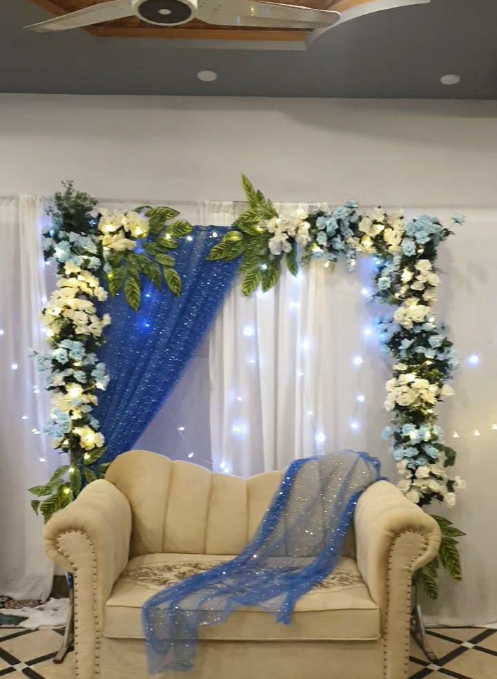Engagement Floral Sofa Stage Setup
