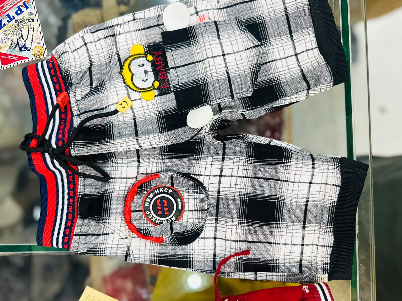 Kids Checkered Jogger Pants – 3 Colors (Red, Yellow &amp; Black/White) – Size 1–3 Years