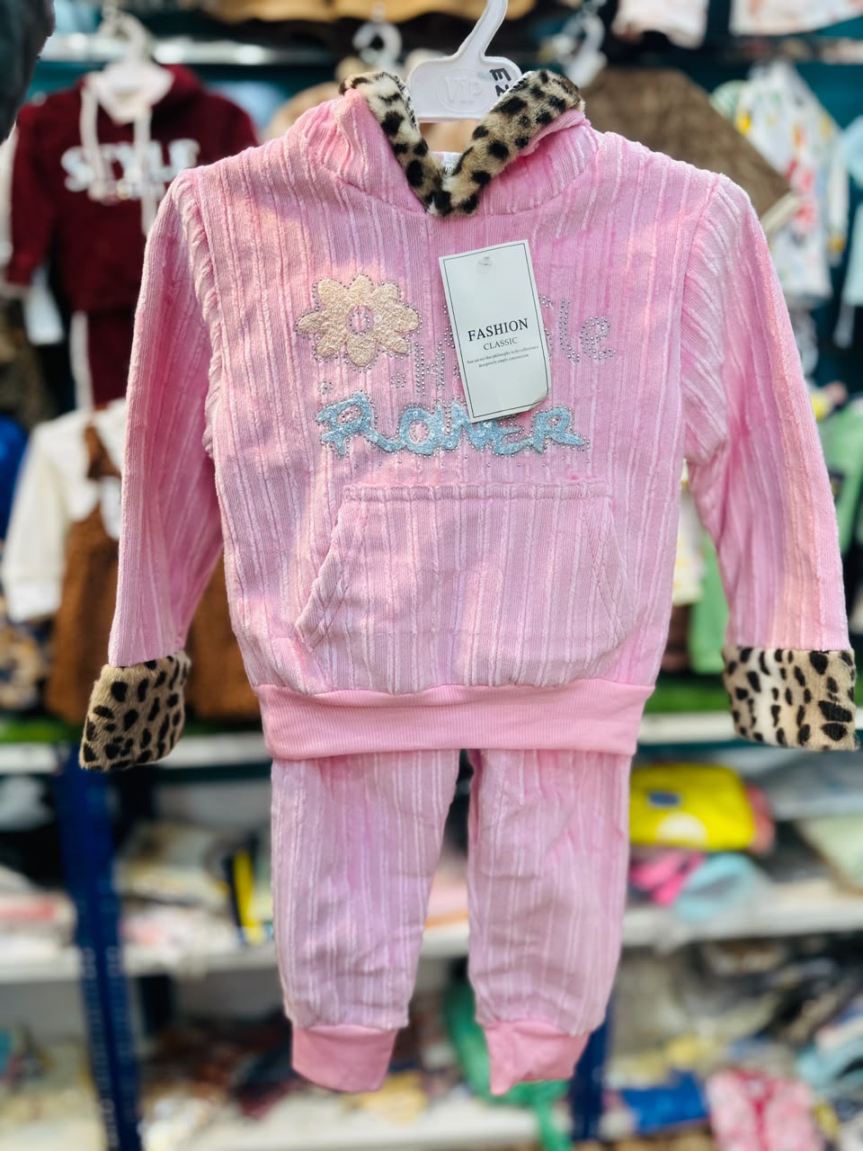 Kids Pink Hooded Winter Tracksuit Size  (S, M, L)