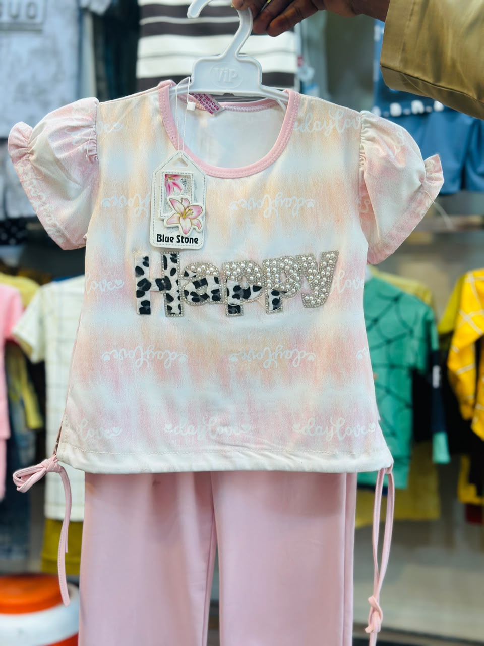 Blue Stone "Happy" Printed Kids Pink Suit | Sizes: S, M, L