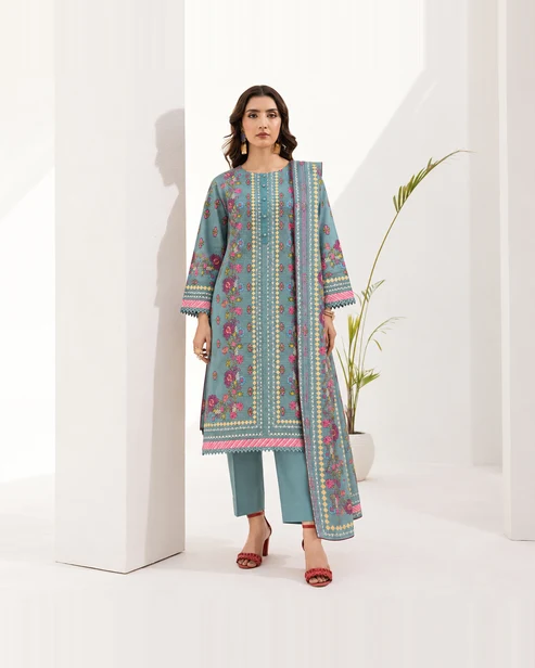 Kenza 3-Piec  Size (S,M,L) Discover the elegance of Kenza by Tabinda Officials. Crafted from premium Bana Dora cambric cotton, this 3-piece suit offers a stylish and comfortable look, perfect for everyday wear and casual occasions.  Fabric   Bana Dor