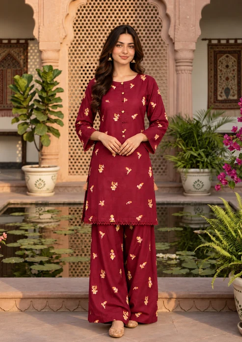 Kashaf 2-Piece  Size ( S,M,L) Discover the elegance of Kashaf by Tabinda Officials. Crafted from cambric cotton with beautiful embroidery, this 2-piece suit offers a stylish and comfortable look for everyday wear and casual occasions.  Fabric: Cambri
