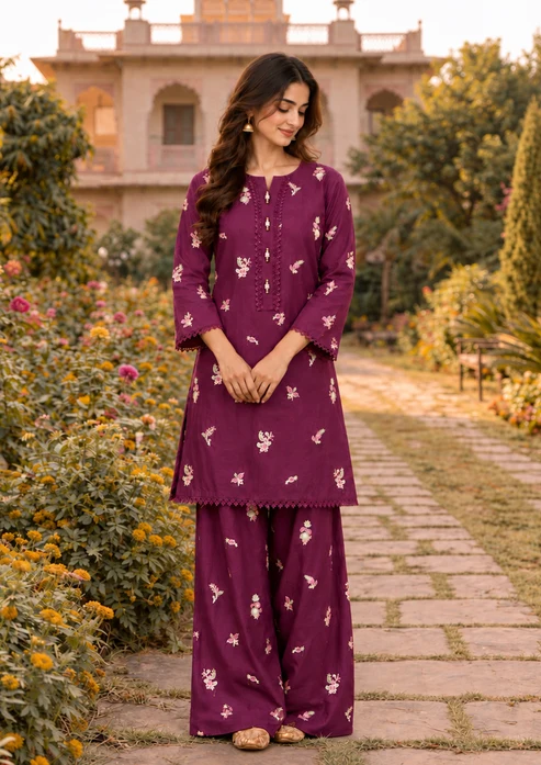 Asma 2-Piece Size ( S,M,L) Discover the elegance of Asma by Tabinda Officials. Crafted from cambric cotton with beautiful embroidery, this 2-piece suit offers a stylish and comfortable look for everyday wear and casual occasions.  Fabric: Cambric Cot